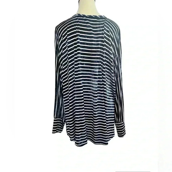 Allen B by Allen Schwartz Striped long sleeves tie dye effect blouse Sz XL - Picture 2 of 11